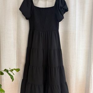 Off Shoulder Black Puff Sleeve Dress XL
